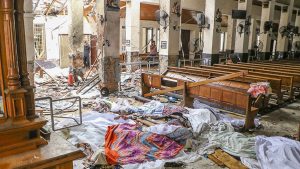 An inside view of St Anthony’s Shrine after the explosion.