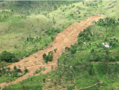 Aerial view of the landslide